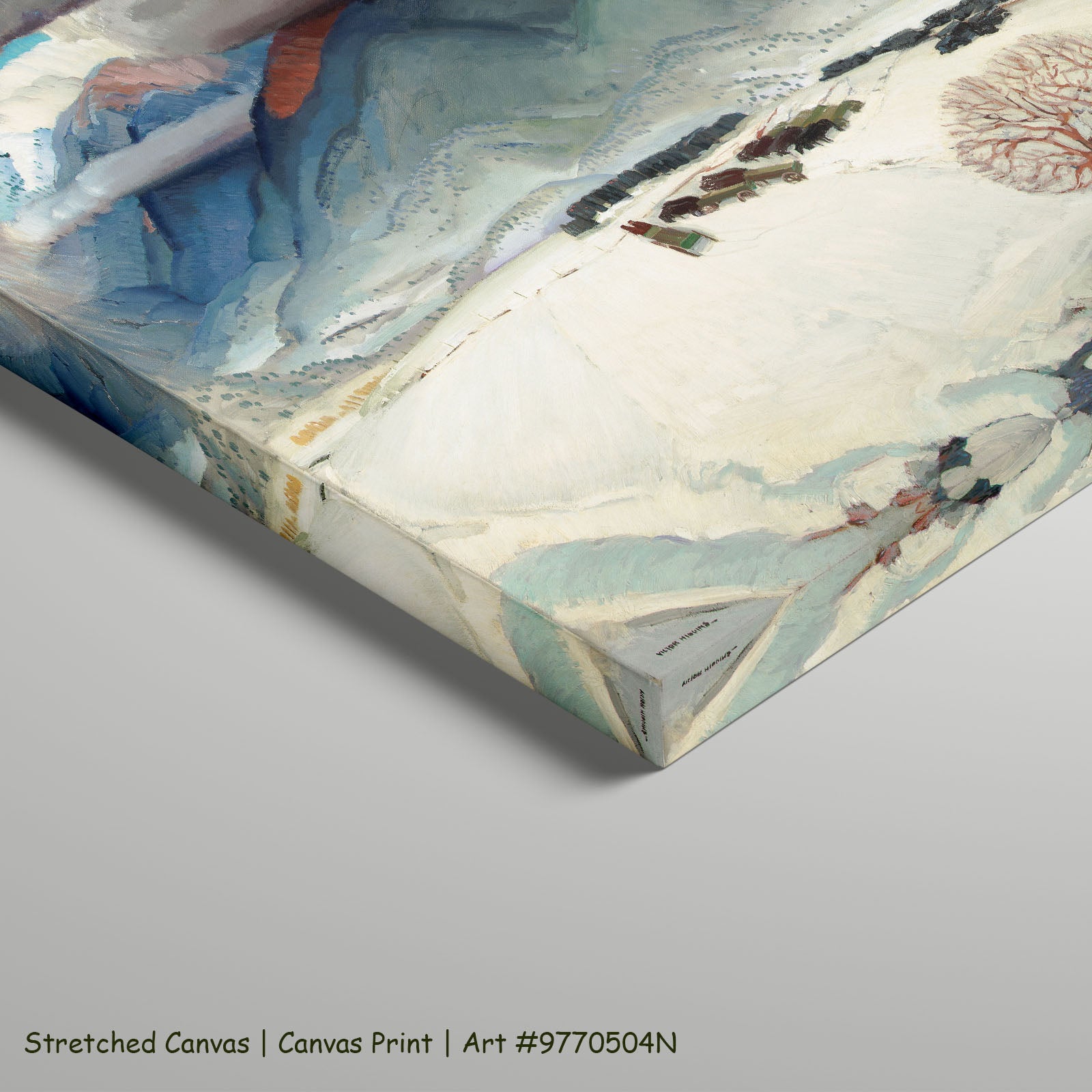 Winter Funeral by Victor Higgins as a large stretched blue and grey Landscape canvas print