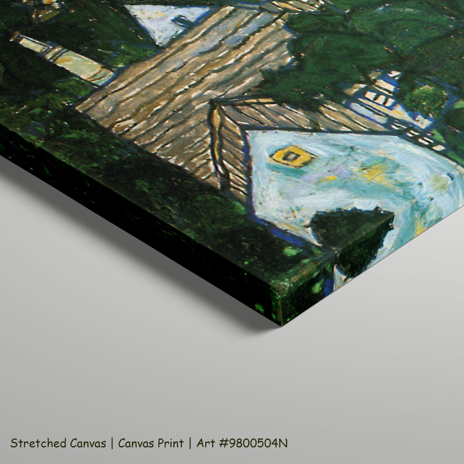 Summer Landscape, Krumau by Egon Schiele as a large stretched green and white Expressionist Abstract canvas print