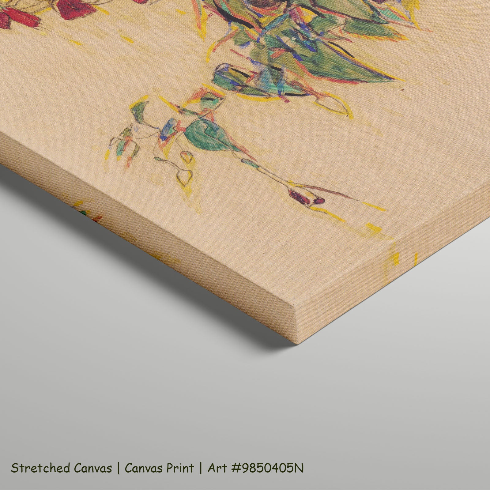 Sonnenbaum by Egon Schiele as a large stretched green and gold Expressionist Abstract canvas print