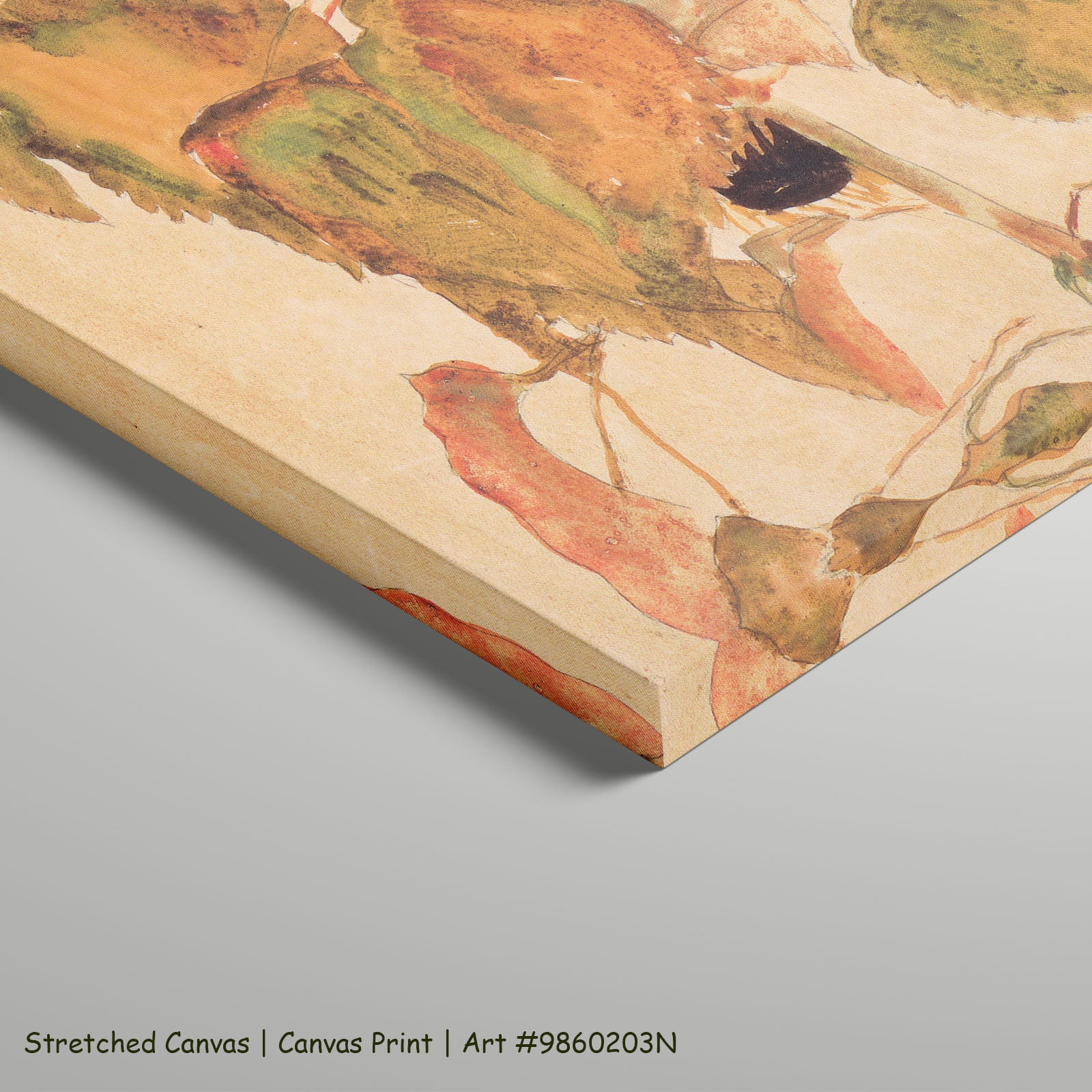 Sonnenblumen by Egon Schiele as a large stretched olive and orange Expressionist Abstract canvas print