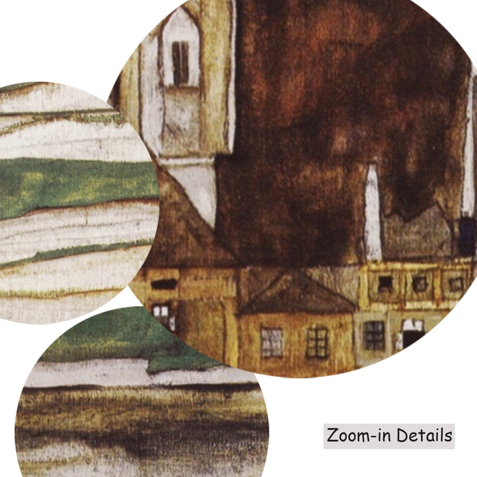 Close-up detail of the brushwork on Stein on the Danube, Seen from, a large brown and gold Expressionist Abstract canvas by E