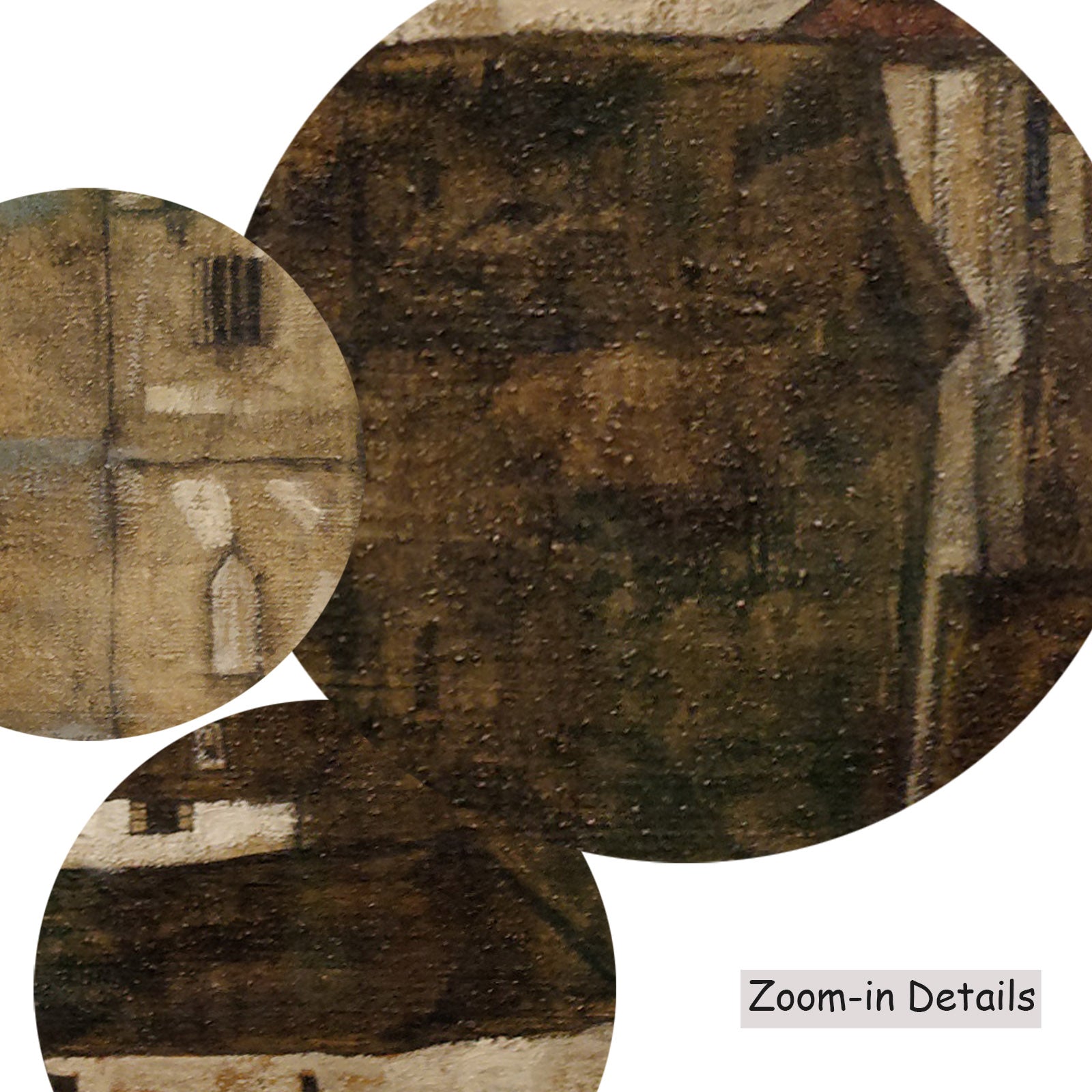 Close-up detail of the brushwork on Stein on the Danube II, a large brown and olive Expressionist Abstract canvas by Egon Sch