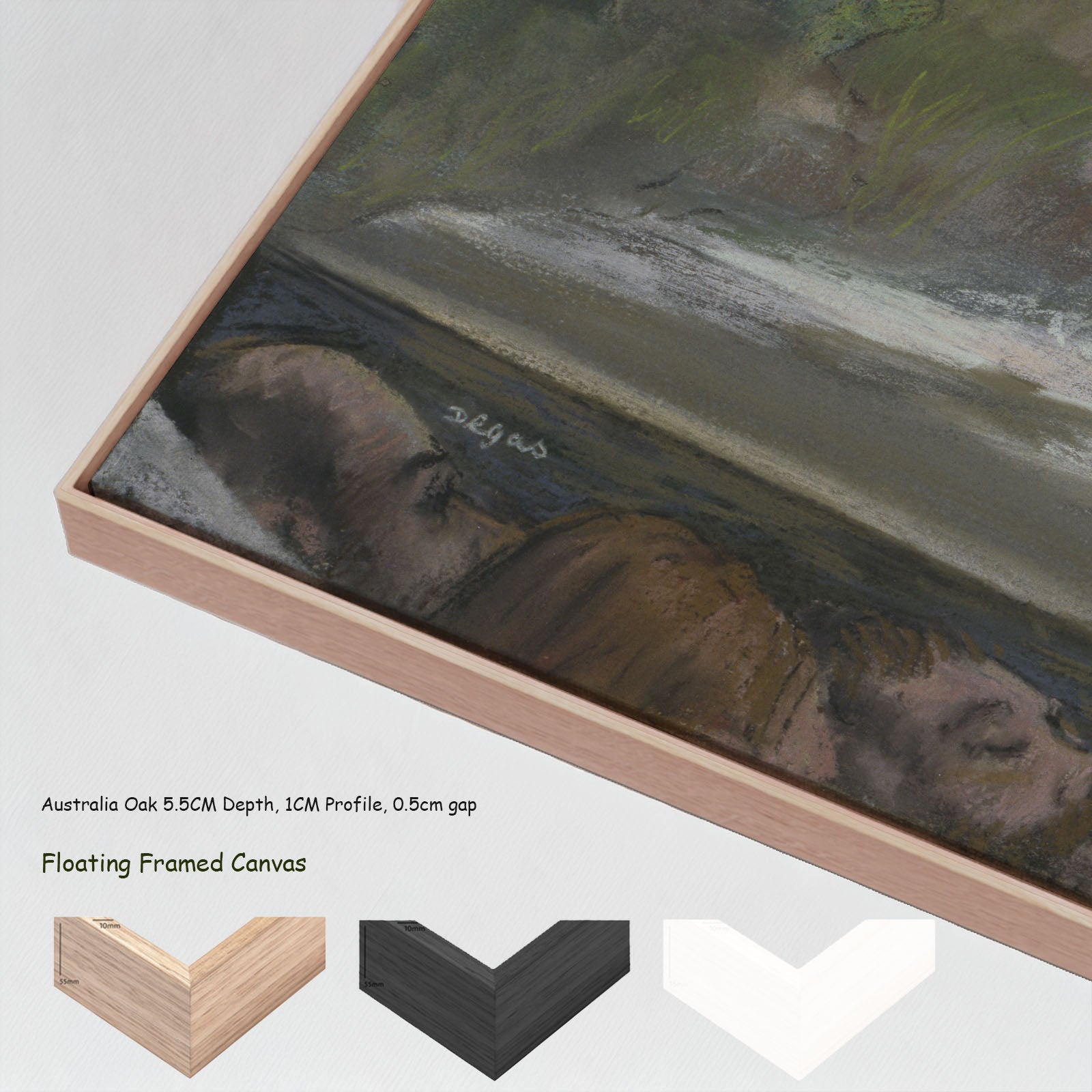 Ballet at the Paris Opéra by Edgar Degas in a floating frame, large green and olive Impressionist canvas print
