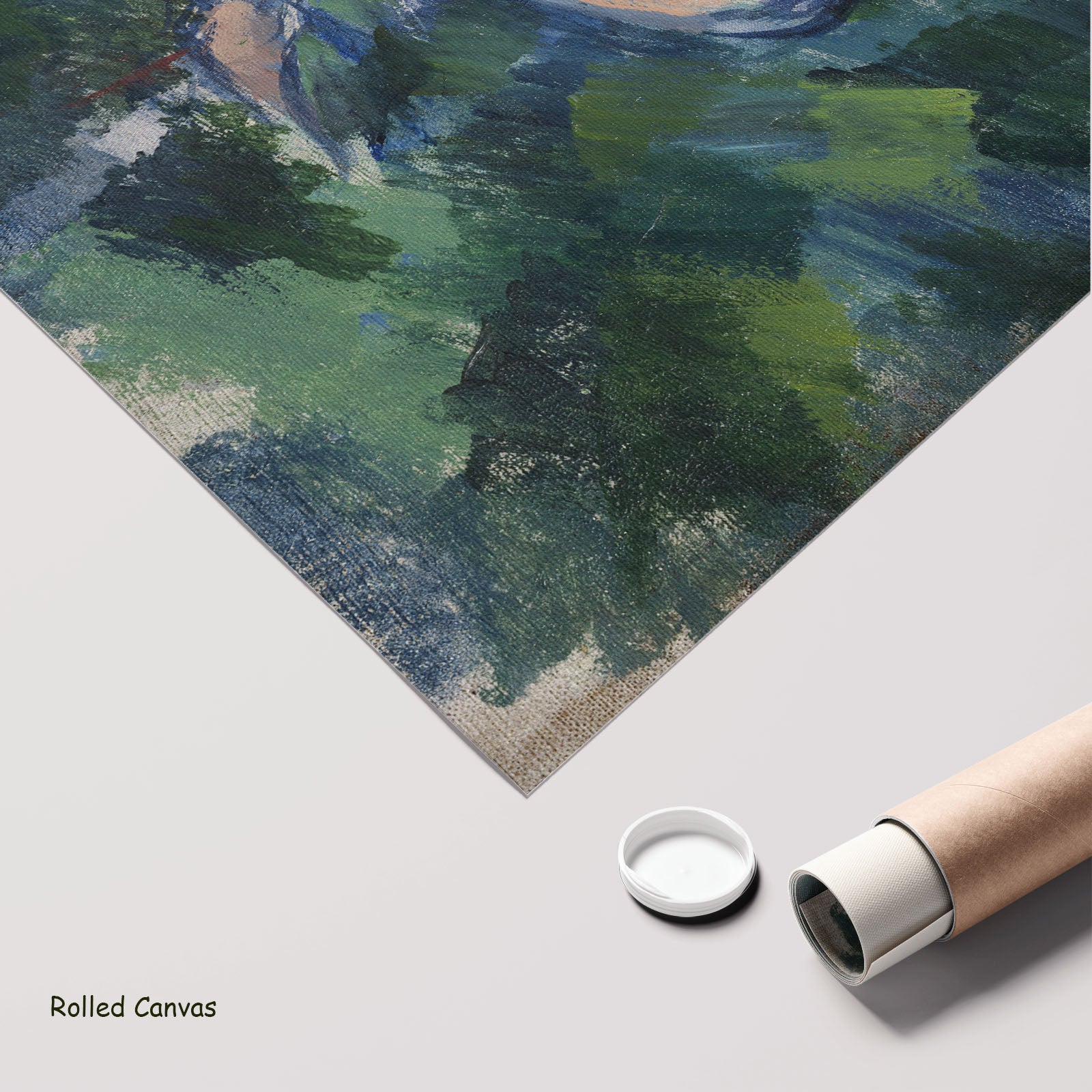 The Bathers by Paul Cezanne as a large rolled blue and green Impressionist canvas print