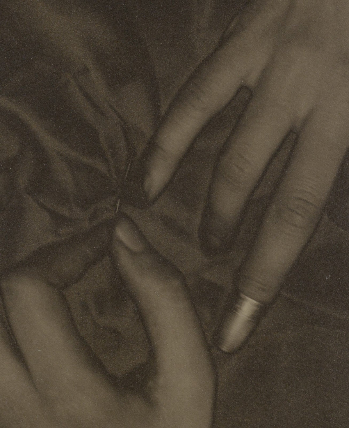 Alfred Stieglitz — Georgia O'Keeffe — Hands and Thimble canvas — close-up detail of the framed canvas print