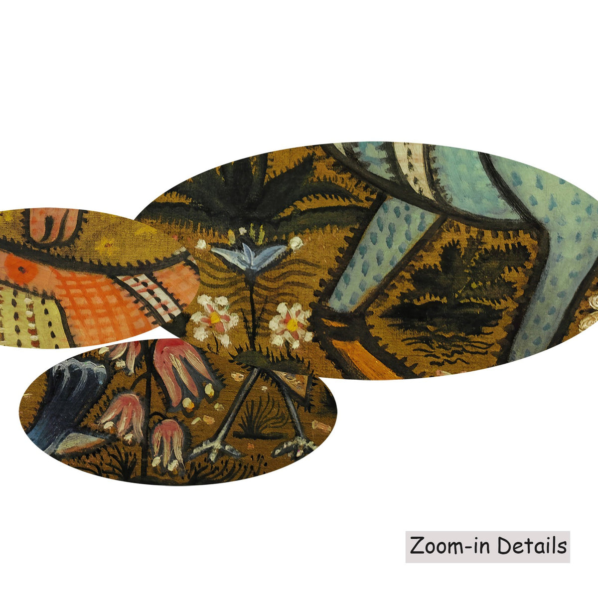 Close-up detail of the brushwork on Zwei Fabeltiere, a large brown and orange Symbolist canvas by Anita Rée