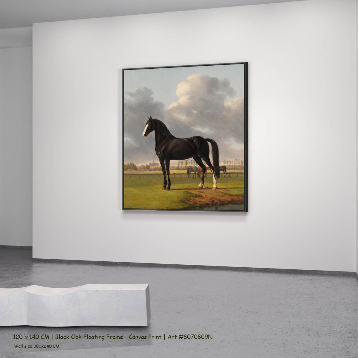 Anthony Oberman — Adriaan van der Hoop's Trotter "De Vlugge" Equestrian canvas wall art in a black oak floating frame,…