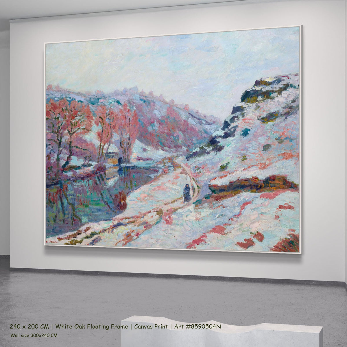 La Vallée de la Sédelle sous by Armand Guillaumin in a white oak floating frame, large blue and pink Impressionist canvas