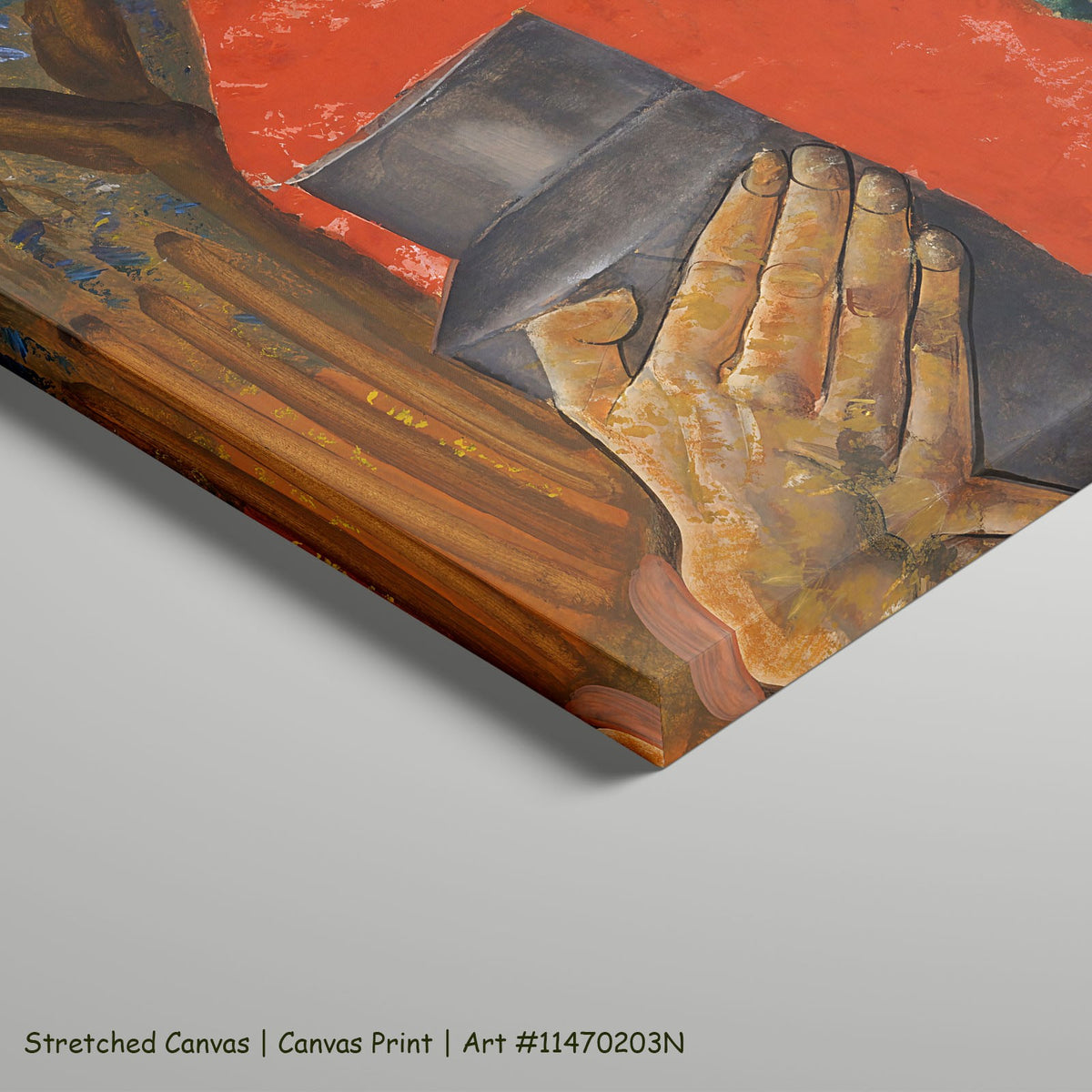 Sergei Esenin as a Youth by Boris Grigoriev as a large stretched orange and red Expressionist canvas print