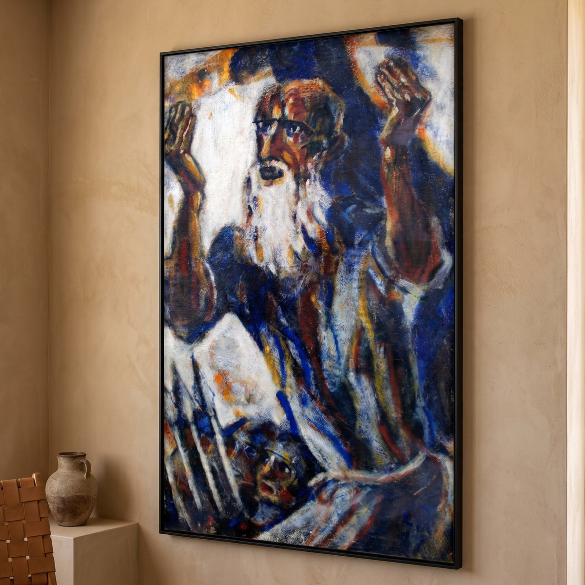 The Prophet by Christian Rohlfs — large blue and white Expressionist canvas art displayed on a wall