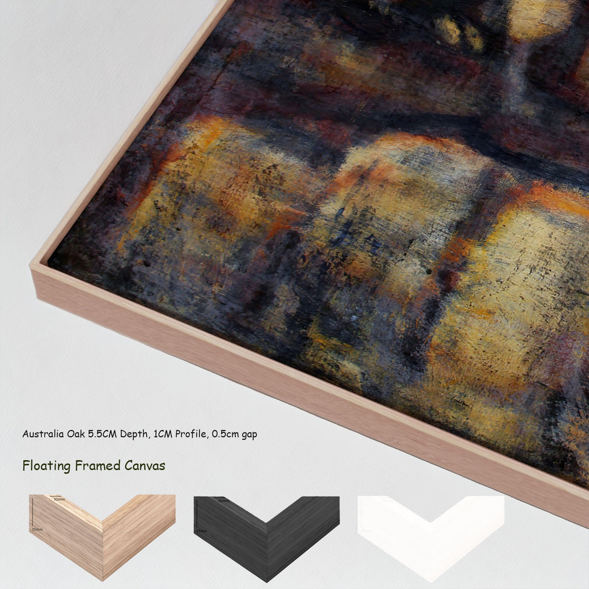 The Temptation of Christ by Christian Rohlfs in a floating frame, large gold and black Expressionist canvas print