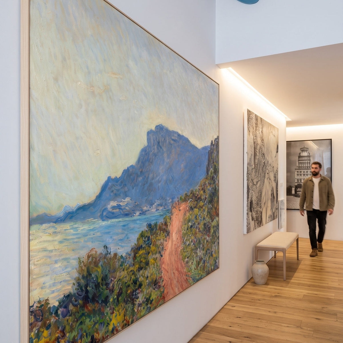 Claude Monet | Large Blue Green Impressionist Canvas Wall Art | La Corniche near Monaco — room photo 2