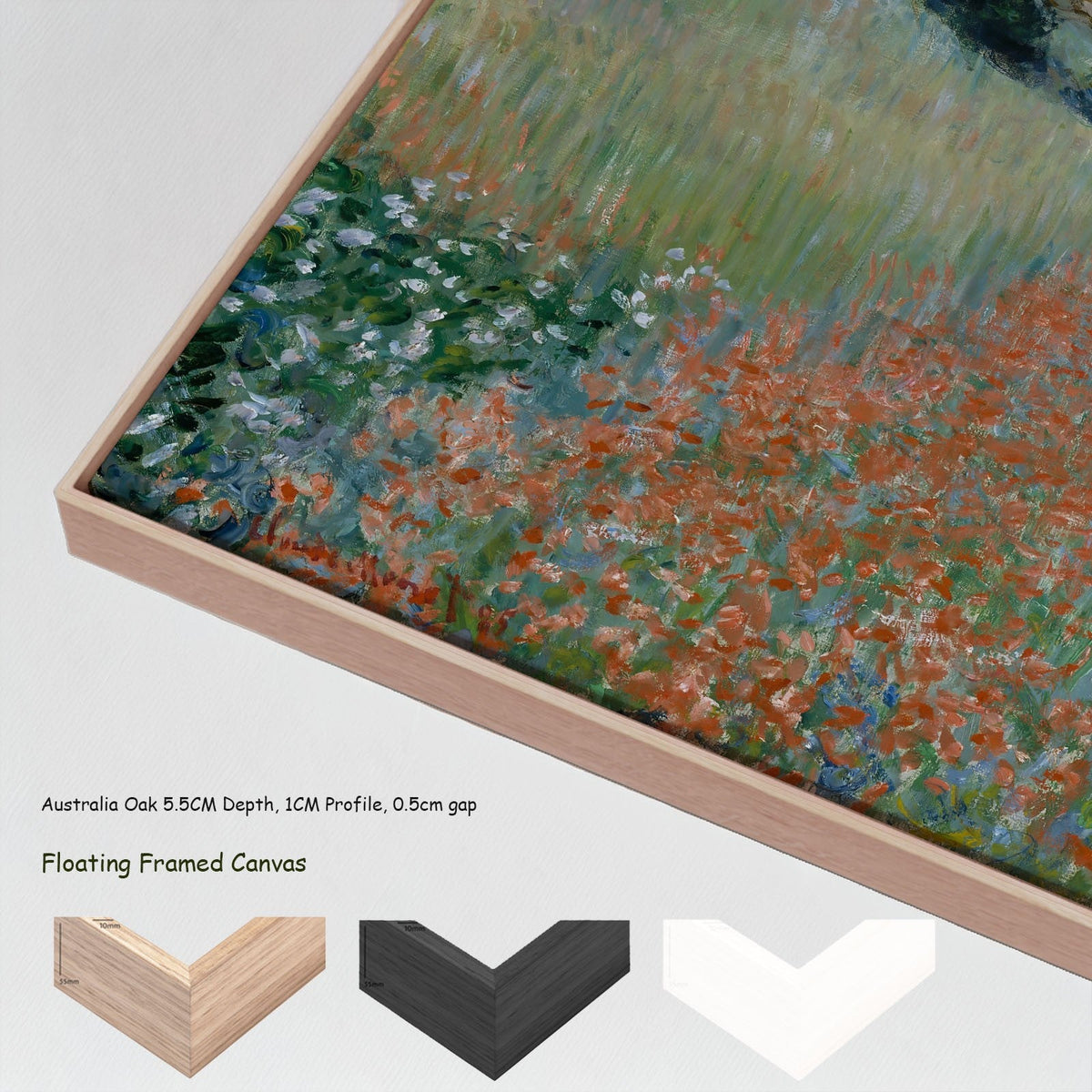 Claude Monet, Poppy Field near Giverny — Poppy Field in a Hollow near Giverny canvas wall art with floating frame options