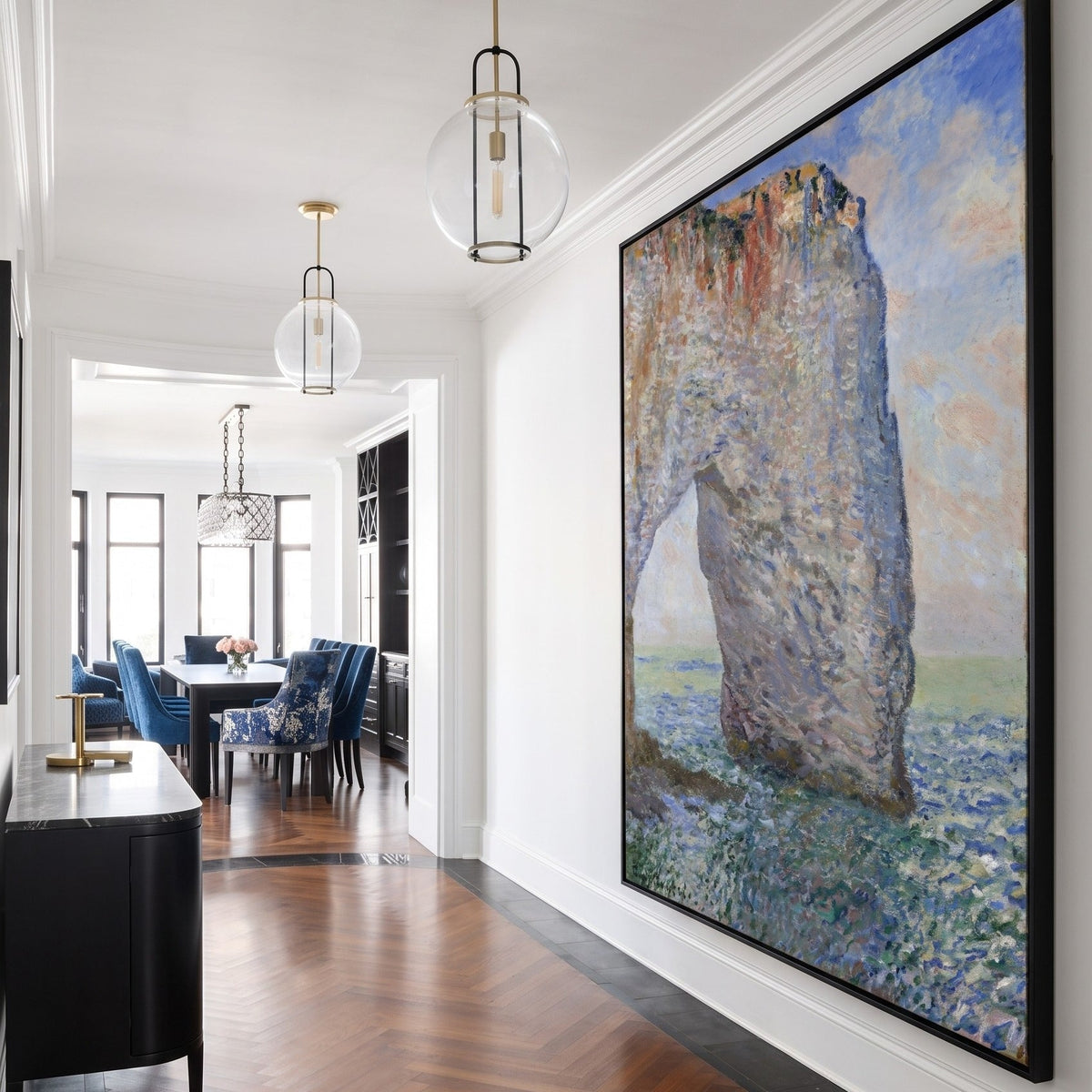 Claude Monet | Large Light Blue Impressionist Canvas Wall Art | The Manneporte near Étretat — room photo 2