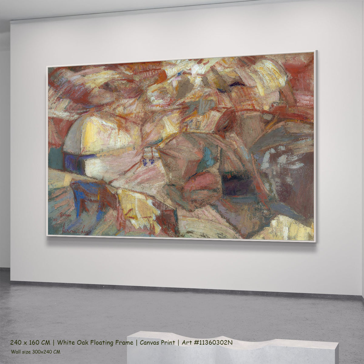 De oogst in Devonshire by Constant Permeke in a white oak floating frame, large pink and red Expressionist canvas