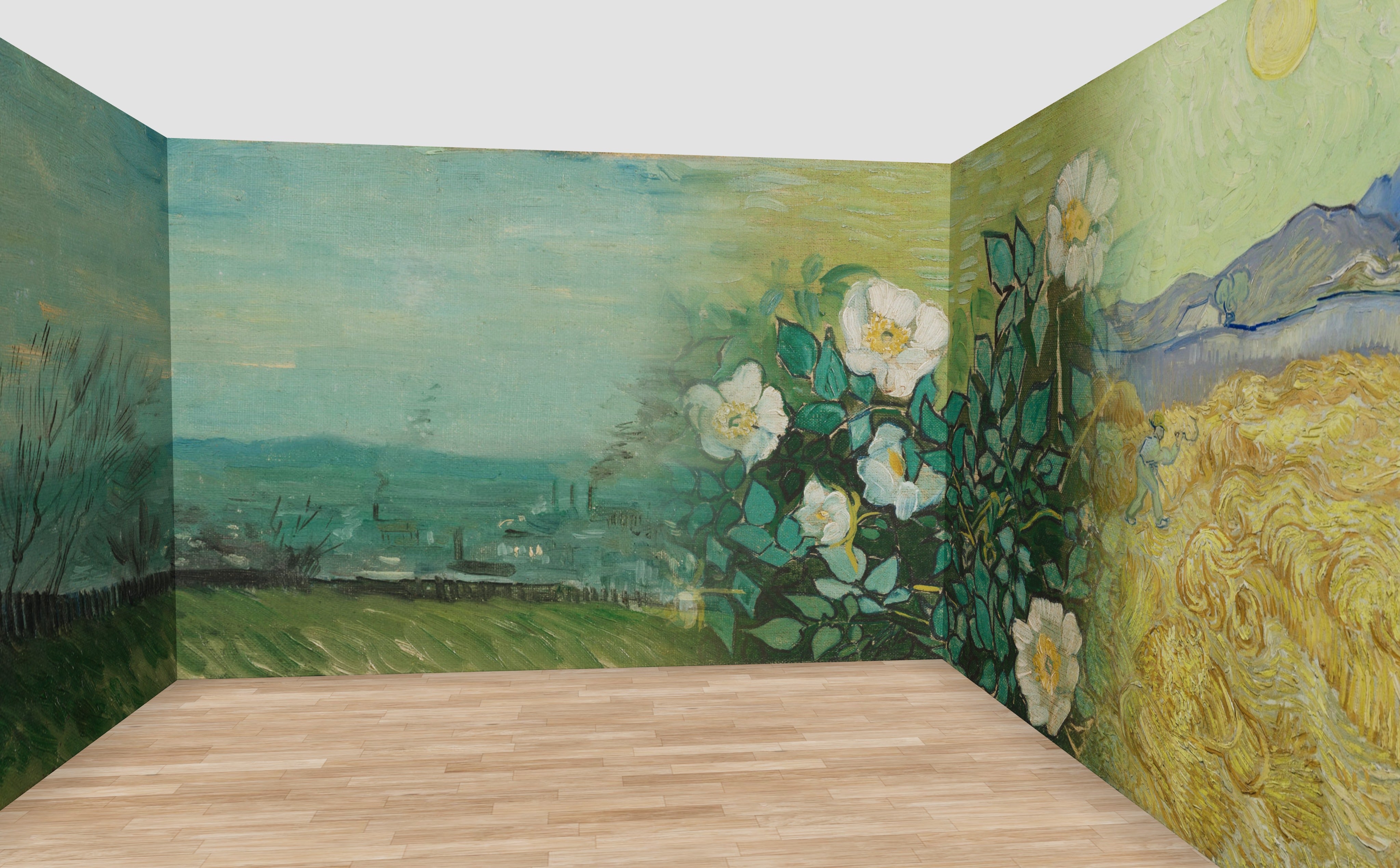 Van Gogh Energy Wall Mural — shown in a 12 m room at 270 cm ceiling