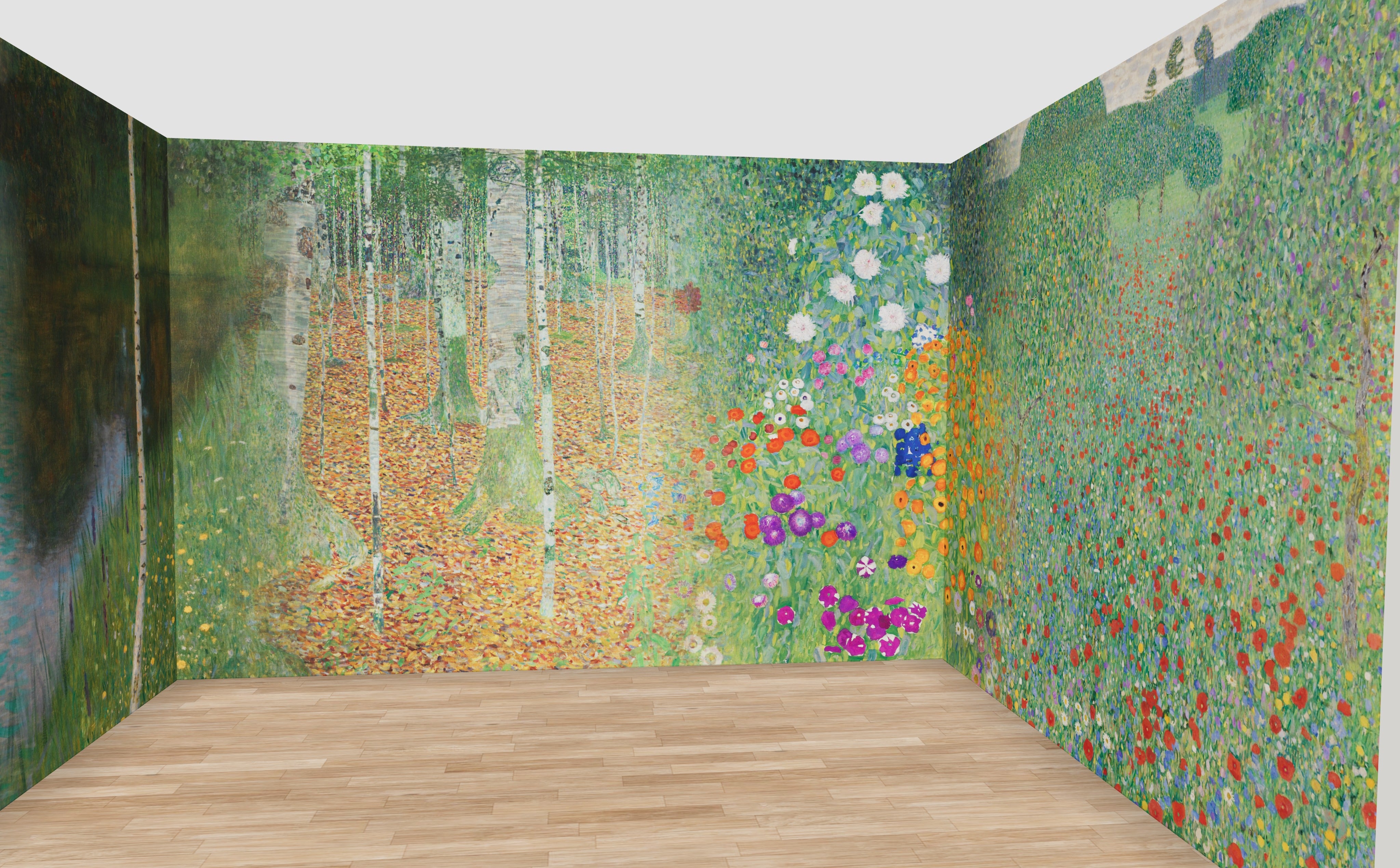 Attersee Wall Mural — rendered in a 12 m room at 270 cm ceiling