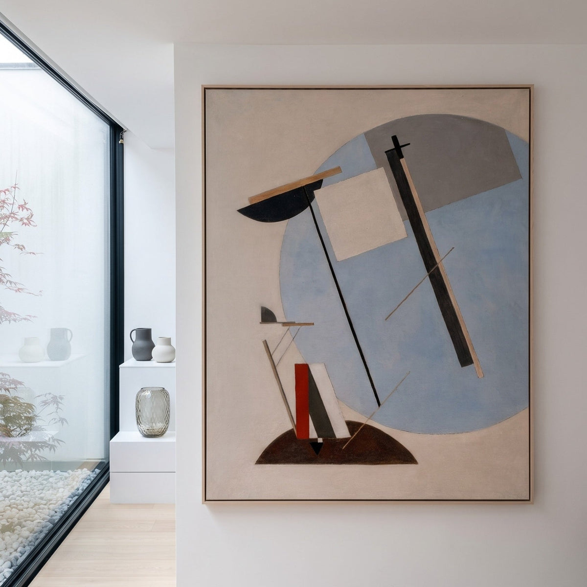 El Lissitzky | Large White Grey Abstract Canvas Wall Art | Proun 3A — room photo 2