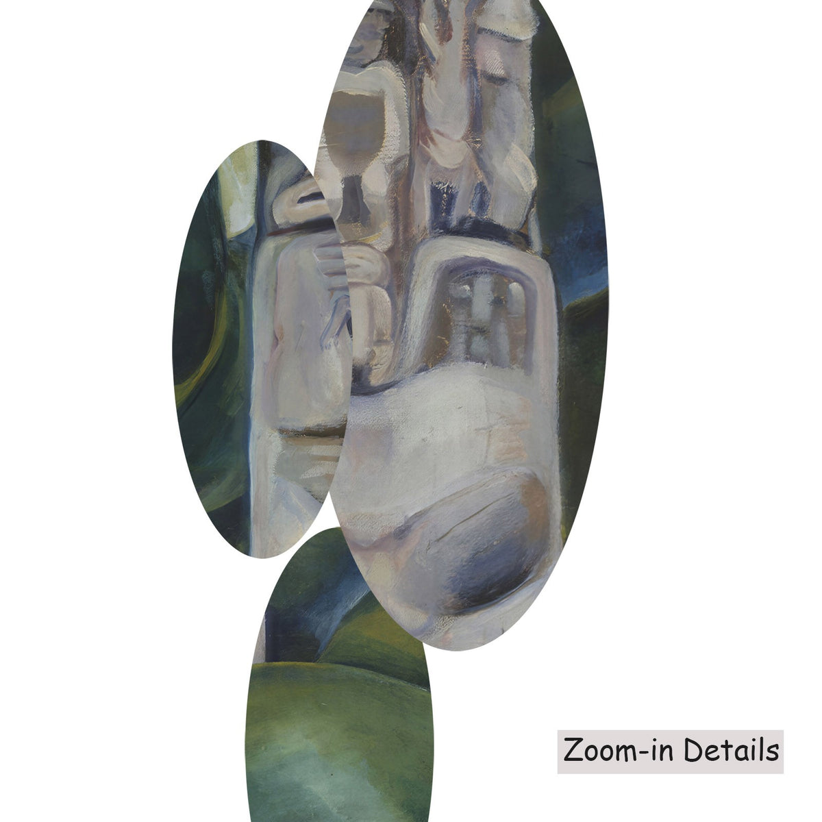 Close-up detail of the brushwork on Totem and Forest, a large green and grey Landscape canvas by Emily Carr