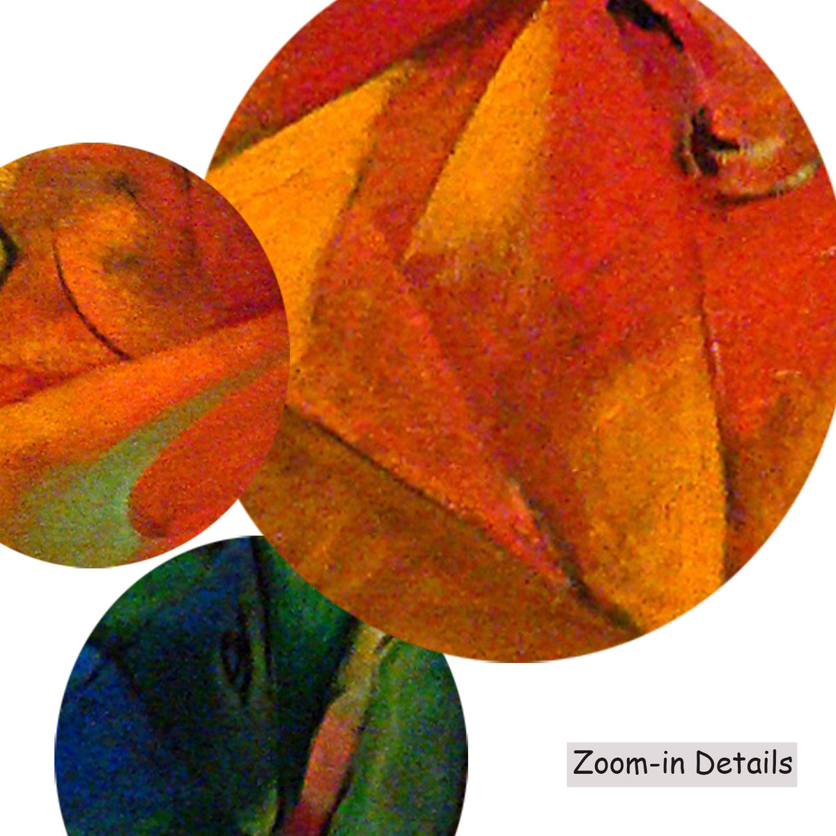 Close-up detail of the brushwork on Animals in a Landscape, a large red and green Expressionist Abstract canvas by Franz Marc