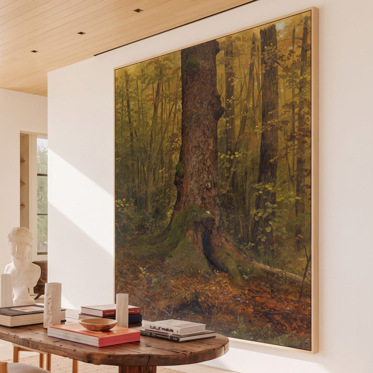 Frederic Edwin Church | Large Green Gold Landscape Canvas Wall Art | In the Woods, Maine — room photo 2