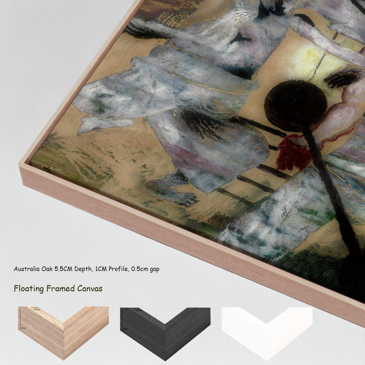 The Monster by Frits Van den Berghe in a floating frame, large brown and grey Surrealist canvas print