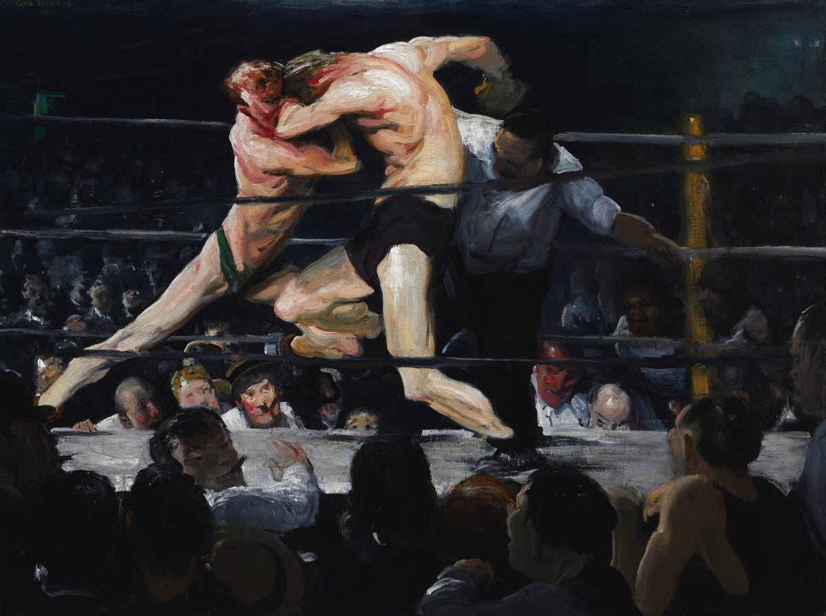 Large pink and black Boxing canvas print of Stag at Sharkey's by George Bellows