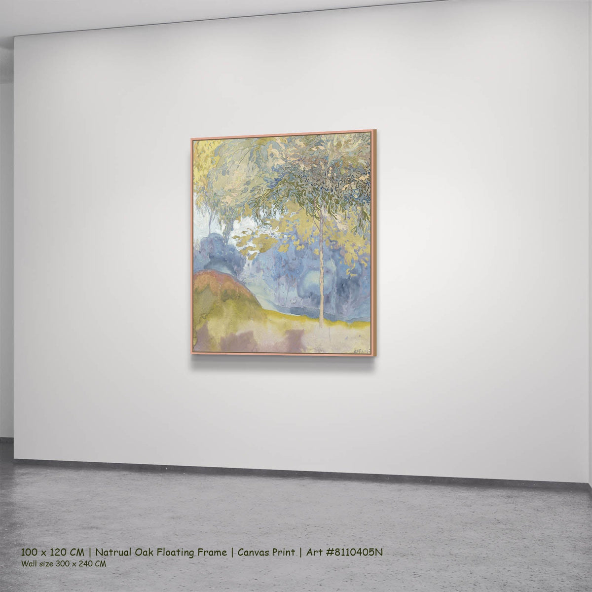 Georges de Feure — Wooded Landscape Landscape canvas wall art in a natural oak floating frame, 100 × 120 cm