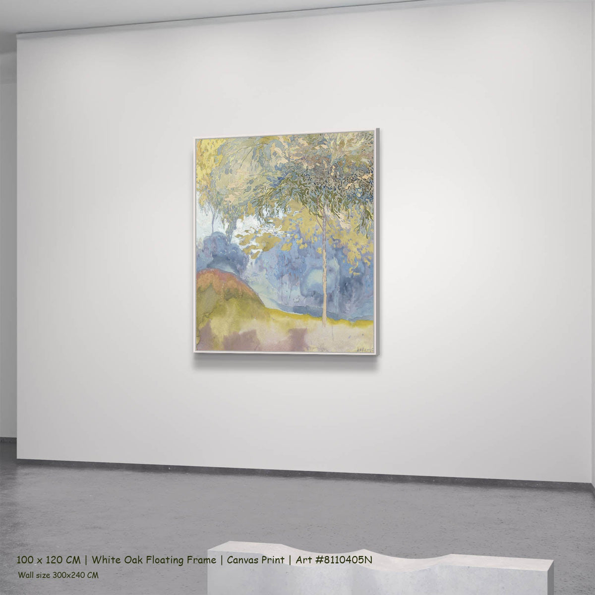 Georges de Feure — Wooded Landscape Landscape canvas wall art in a white oak floating frame, 100 × 120 cm