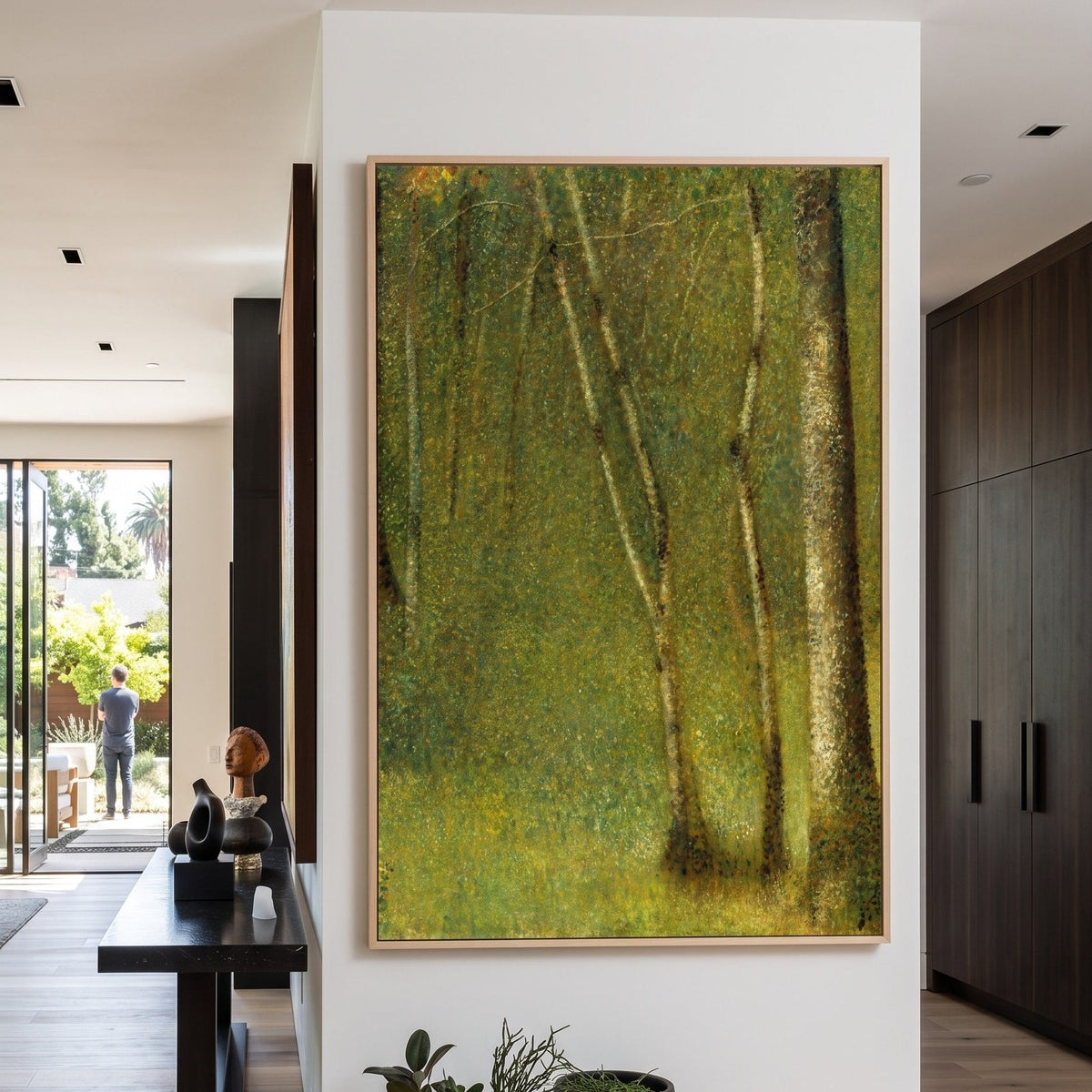 Georges Seurat | Large Green Olive Landscape Canvas Wall Art | The Forest at Pontaubert — room photo 2