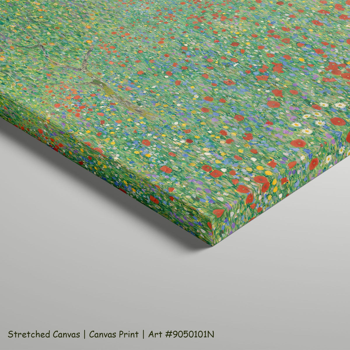 Poppy Field by Gustav Klimt as a large stretched green and red Impressionist canvas print