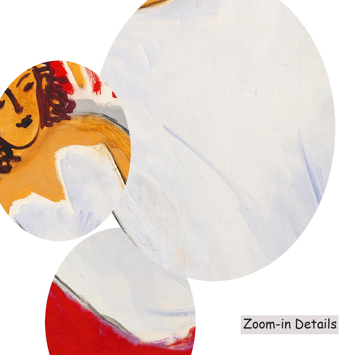 Close-up detail of the brushwork on Young Woman in White on a, a large red and white Fauvist canvas by Henri Matisse