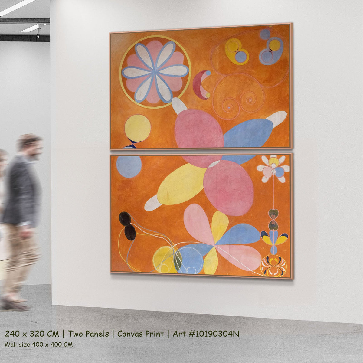 The Ten Largest, No. 4, Youth by Hilma af Klint as a large two-panel orange and pink Abstract canvas set