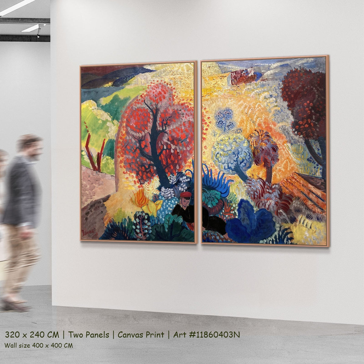 In the Realm of Fantasy by Isaac Grünewald as a large two-panel yellow and blue Fauvist canvas set
