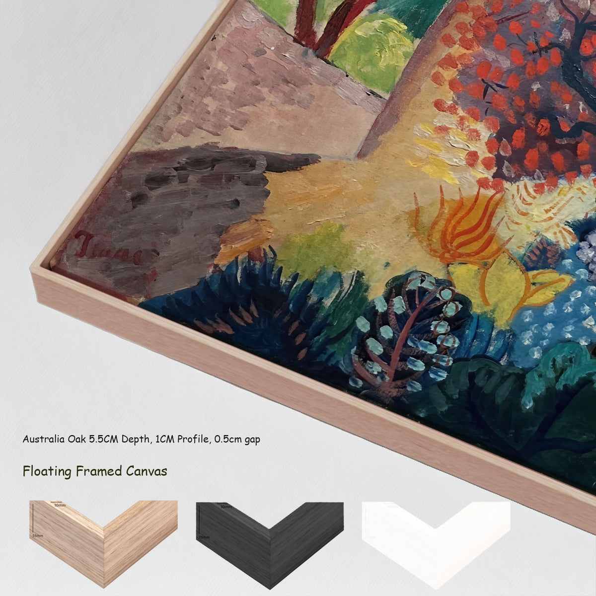 In the Realm of Fantasy by Isaac Grünewald in a floating frame, large yellow and blue Fauvist canvas print