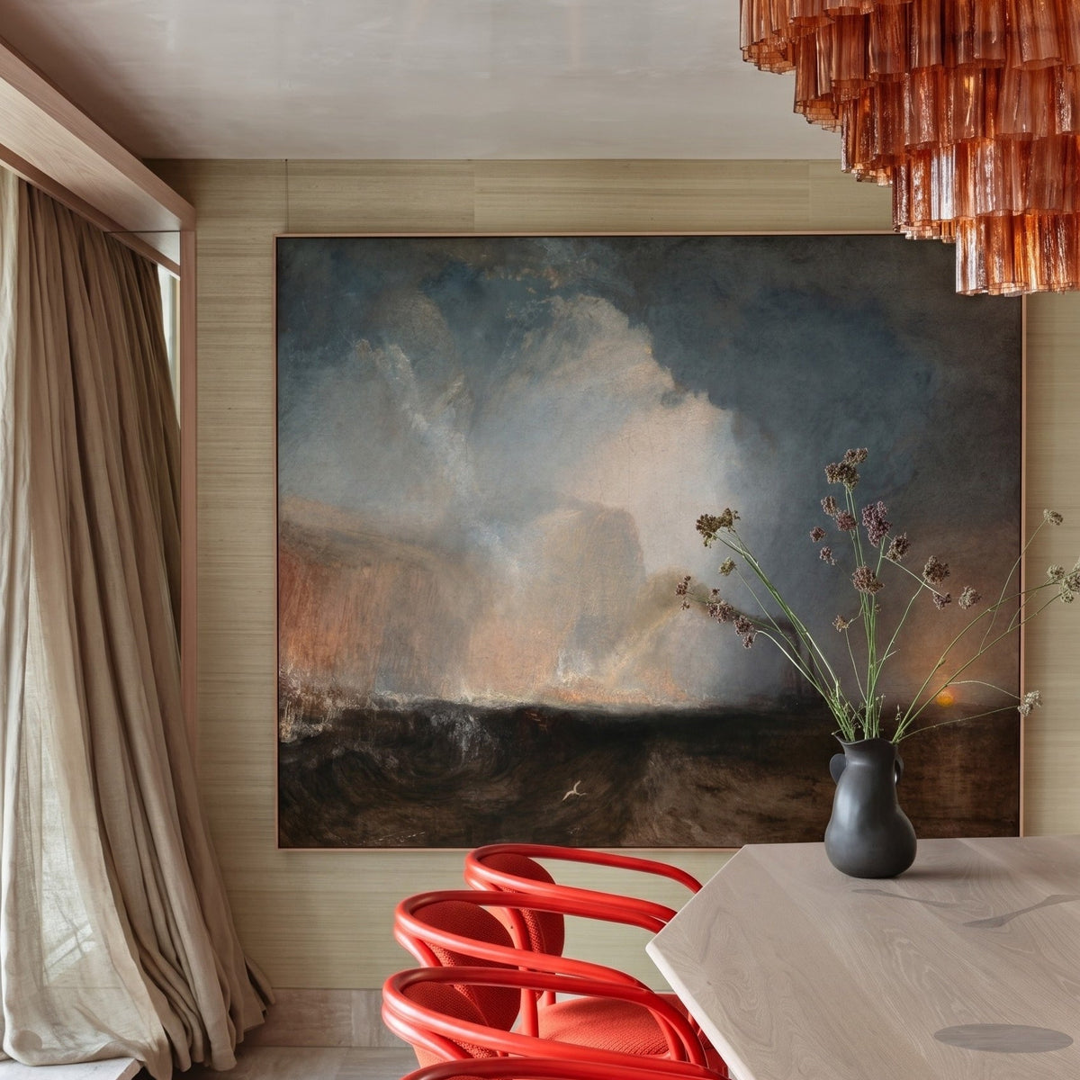 J.M.W. Turner | Oversized Grey Black Seascape Canvas Wall Art | Staffa, Fingal's Cave — room photo 2