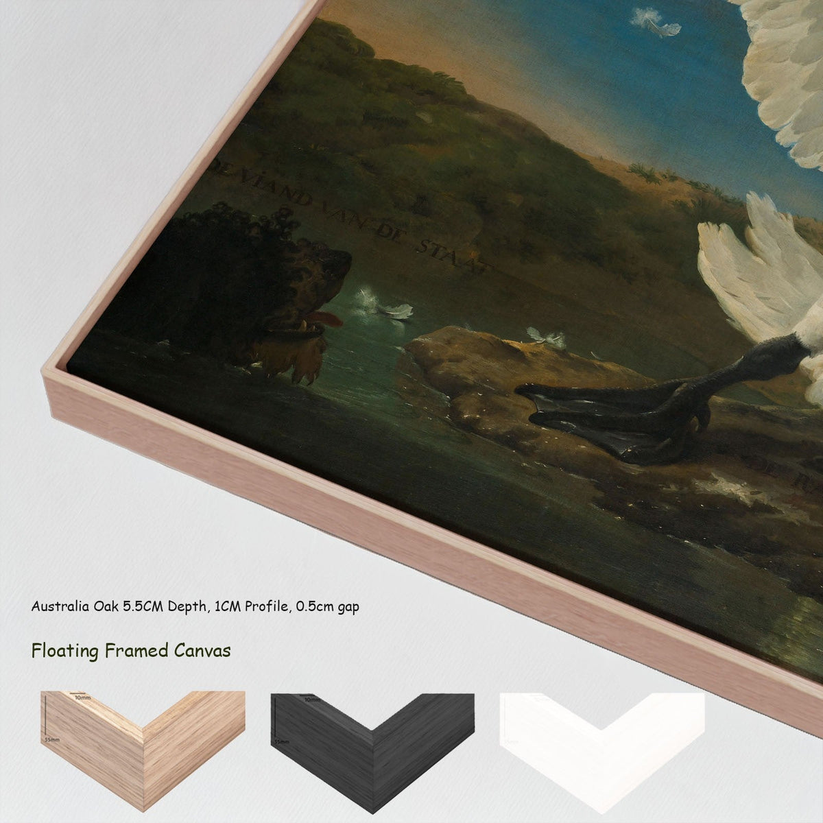 Jan Asselijn — The Threatened Swan canvas wall art with floating frame options