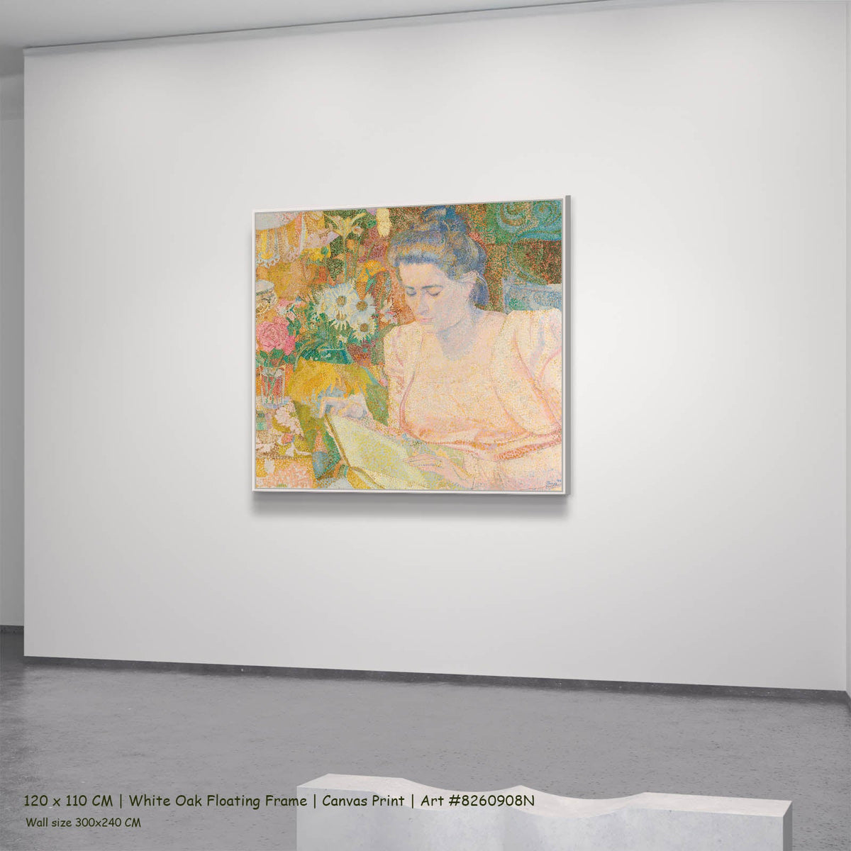 Jan Toorop — Portrait of Marie Jeanette de Lange Portrait canvas wall art in a white oak floating frame, 120 × 110 cm