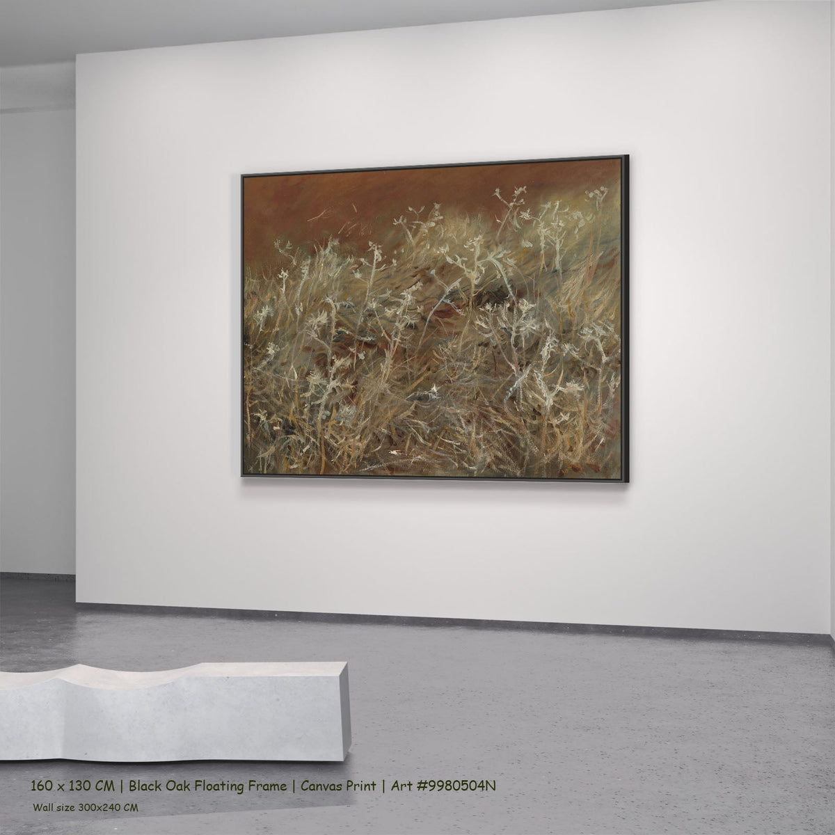 Thistles by John Singer Sargent in a black oak floating frame, large gold and brown Impressionist canvas