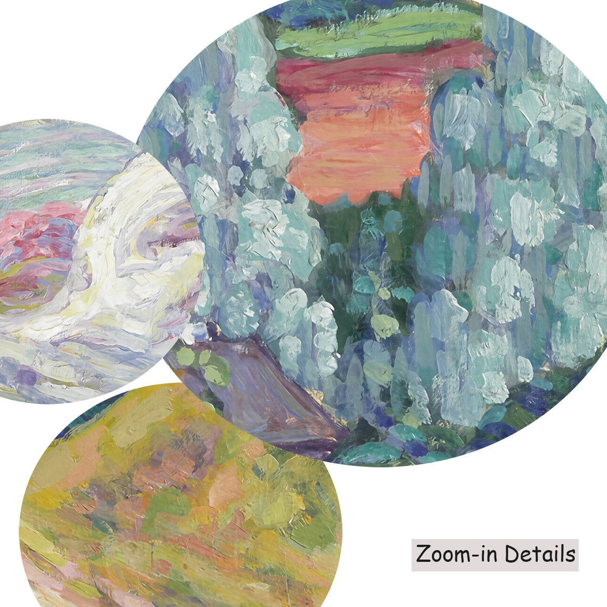 Close-up detail of the brushwork on On the Road from Viljandi to, a large pink and olive Landscape canvas by Konrad Mägi