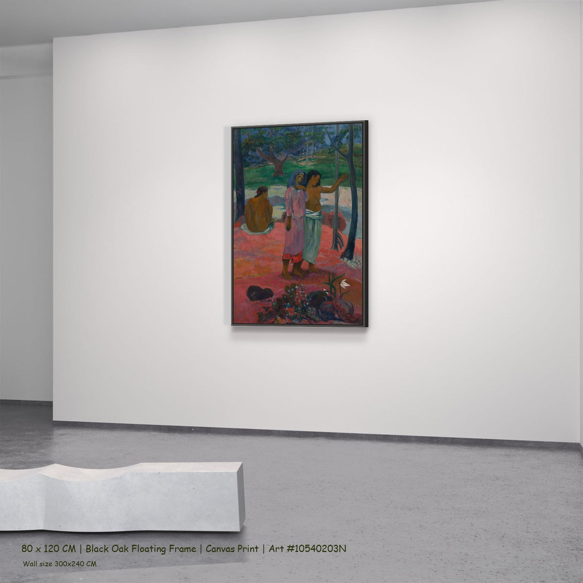 The Call by Paul Gauguin in a black oak floating frame, large pink and green Symbolist canvas
