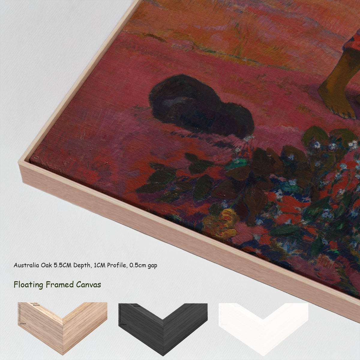 The Call by Paul Gauguin in a floating frame, large pink and green Symbolist canvas print