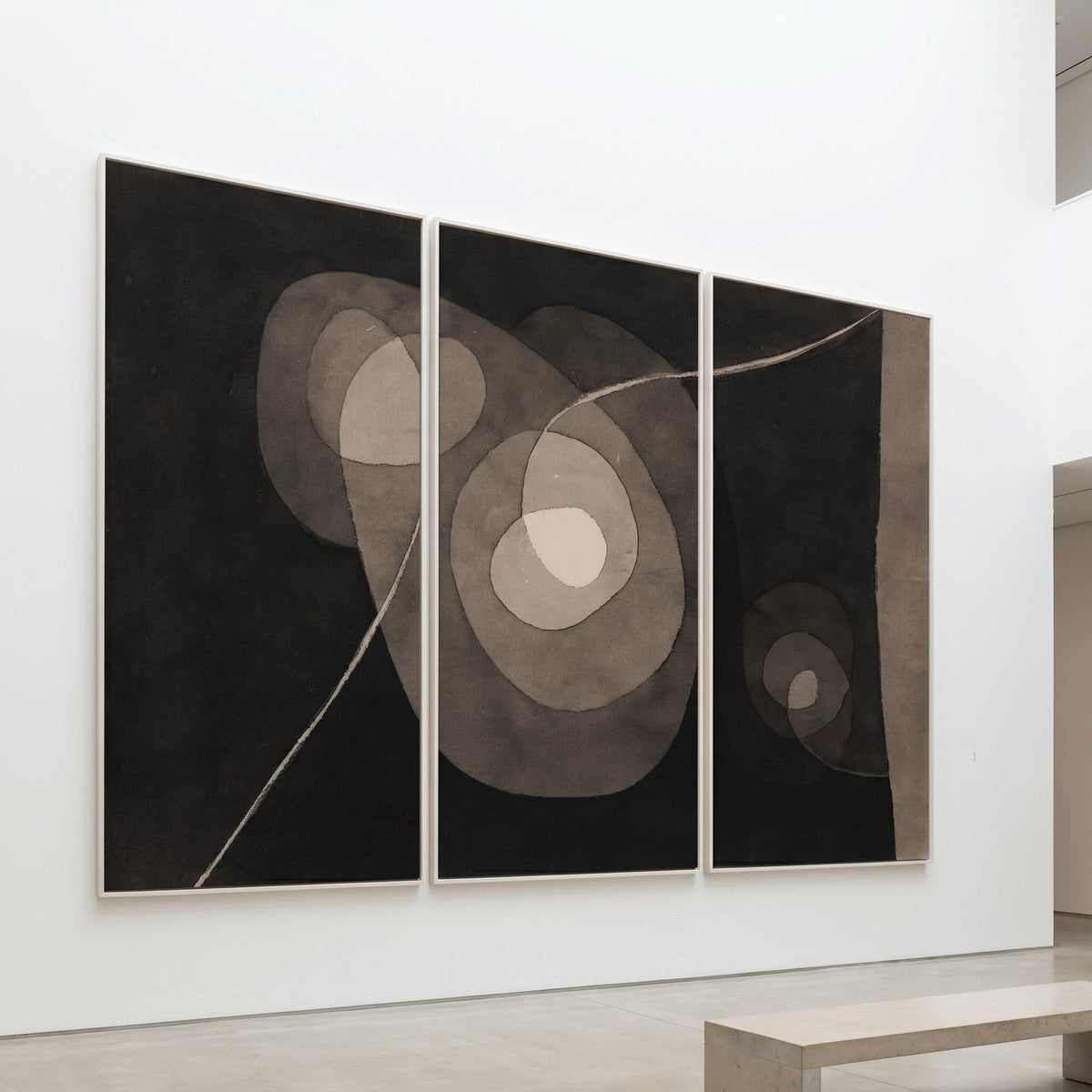 Paul Klee — Spiral Screw Flowers II Botanical three-panel canvas wall art set