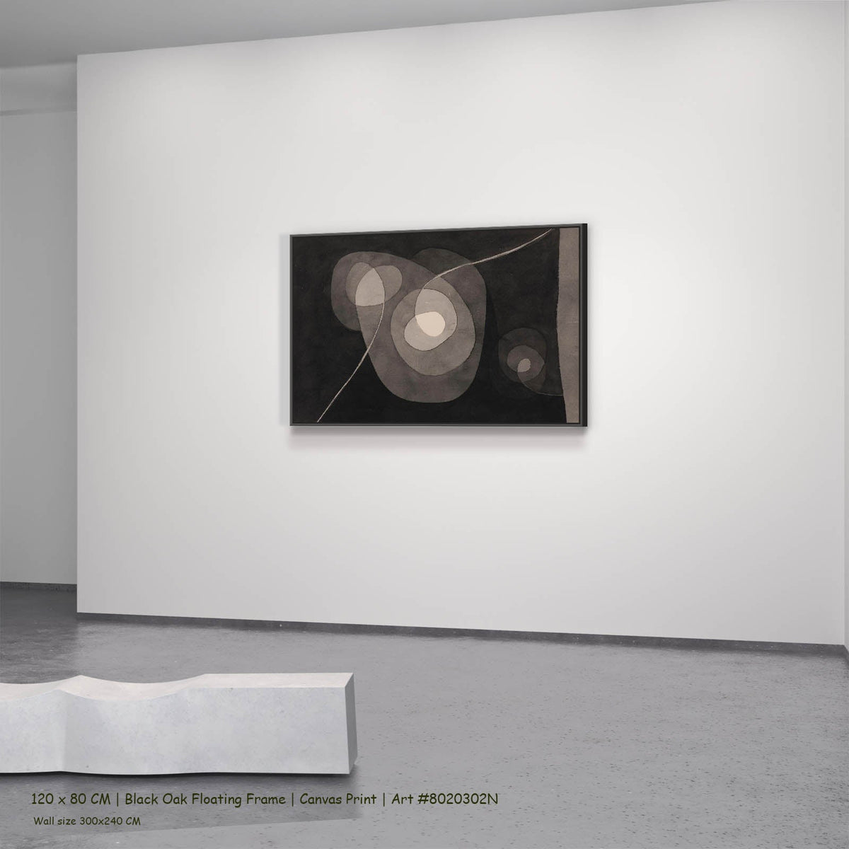 Paul Klee — Spiral Screw Flowers II Botanical canvas wall art in a black oak floating frame, 120 × 80 cm