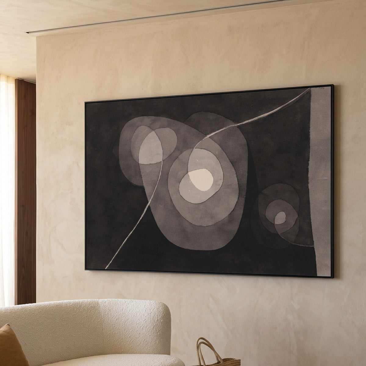 Paul Klee | Large Grey & White Abstract Canvas Wall Art | Spiral Screw Flowers II — room photo 2