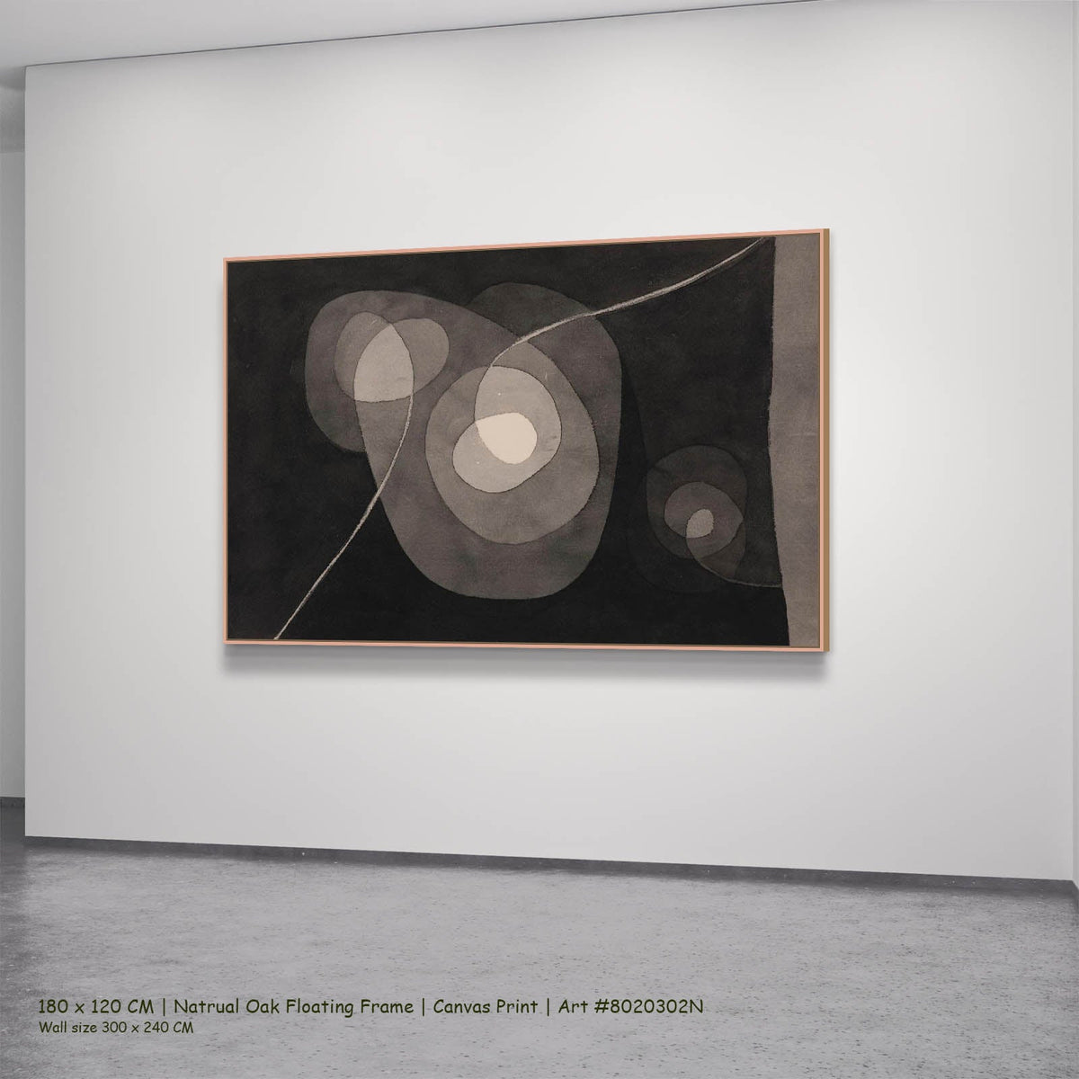 Paul Klee — Spiral Screw Flowers II Botanical canvas wall art in a natural oak floating frame, 180 × 120 cm
