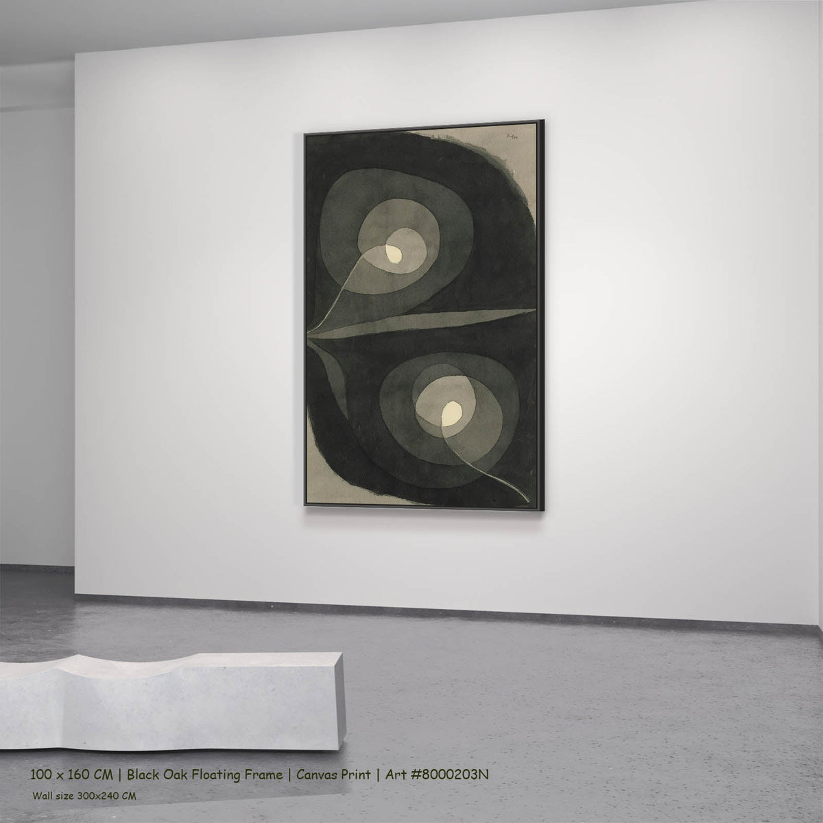 Paul Klee — Spiral Screw Flowers III Botanical canvas wall art in a black oak floating frame, 100 × 160 cm