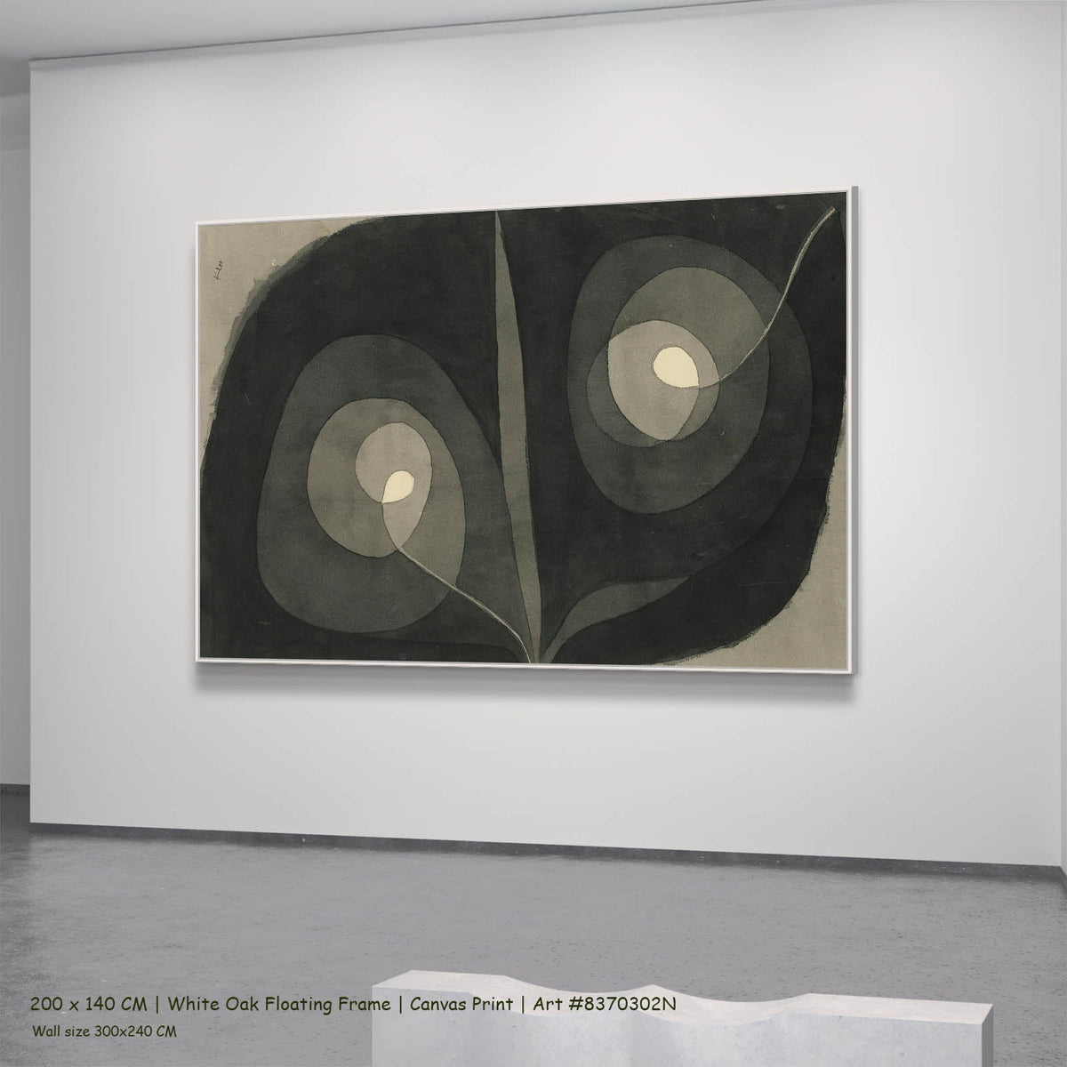 Paul Klee — Spiral Screw Flowers III Abstract canvas wall art in a white oak floating frame, 200 × 140 cm