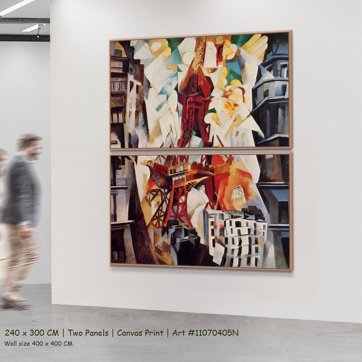 Champs de Mars, the Red Tower by Robert Delaunay as a large two-panel red and white Cubist canvas set