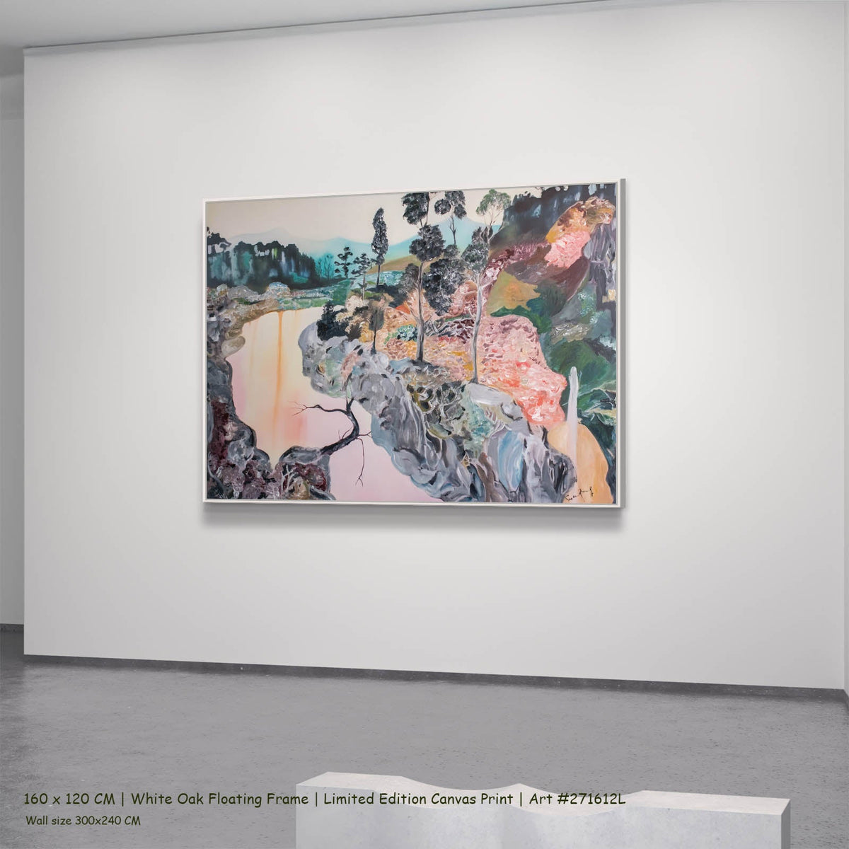 Summer Jiang — Beauty Abstract canvas wall art in a white oak floating frame, 160 × 120 cm